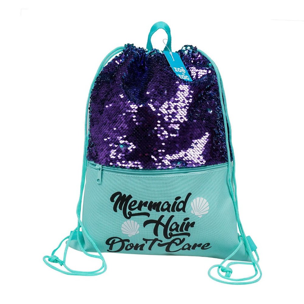 Mermaid Hair Don't Care Cinch String Backpack Bag - Picture 1 of 6